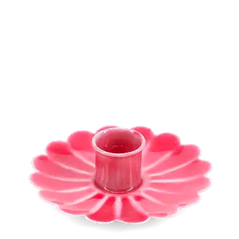 Enamel flat flower candle holder - Vibrant pink