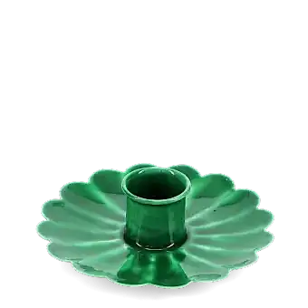 Enamel flat flower candle holder - Dark green