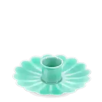Enamel flat flower candle holder - Aqua