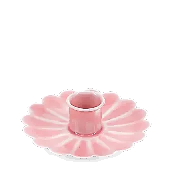 Enamel flat flower candle holder - dark pink