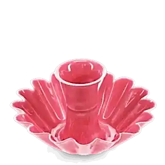 Enamel cupped flower candle holder - Vibrant pink
