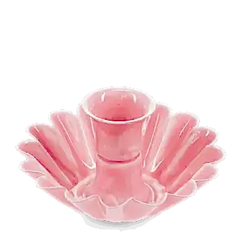 Enamel cupped flower candle holder - Dark pink