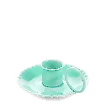 Enamel chamberstick candle holder - Aqua