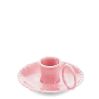 Enamel chamberstick candle holder - Dark pink