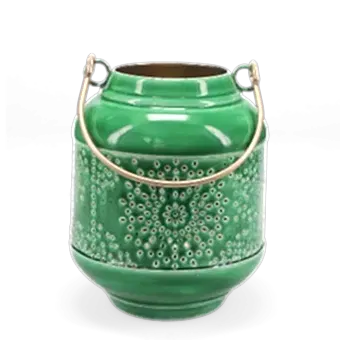 Enamel tealight lantern - dark green