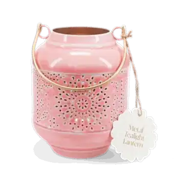 Enamel tealight lantern - dark pink