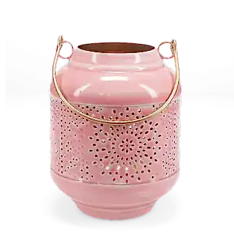 Enamel tealight lantern - dark pink