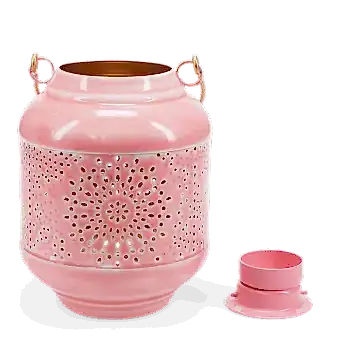 Enamel tealight lantern - dark pink