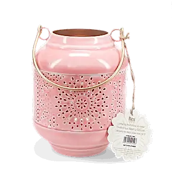 Enamel tealight lantern - dark pink