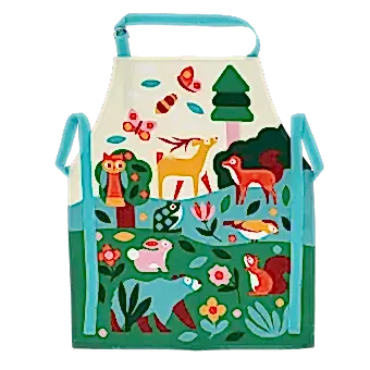 Wipeable cotton children's apron - Woodland