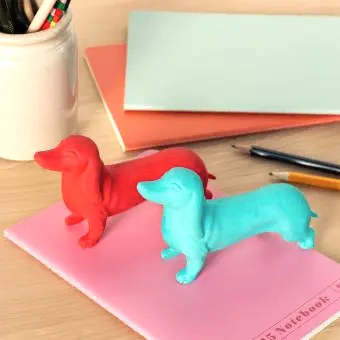 Giant sausage dog erasers