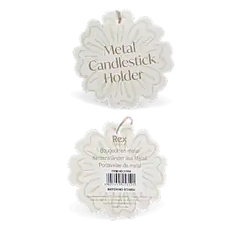 Enamel cupped flower candle holder Tag - Aqua