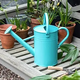 Galvanised steel watering can 4.5L - Aqua