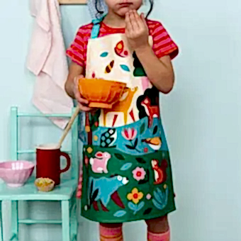 Wipeable cotton children's apron - Woodland