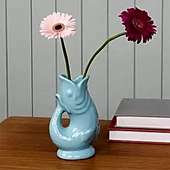 Ceramic fish vase - Aqua Blue