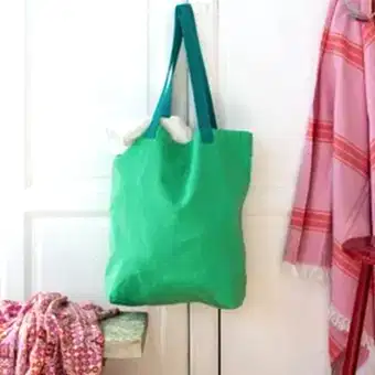 Two-tone cotton tote bag - Green
