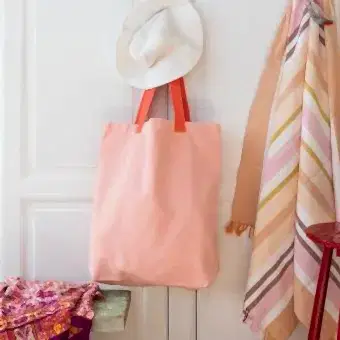 Two-tone cotton tote bag - Pink