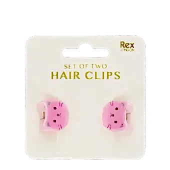 Mini hair claw clips (set of 2) - Pink cats