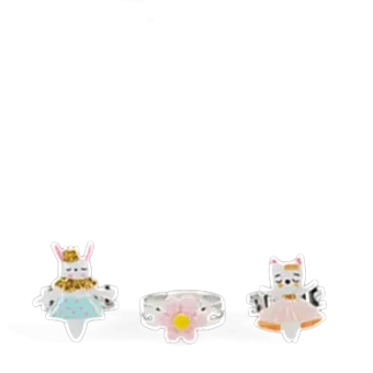 Cute rings (set of 3) - Bunny, cat and flower