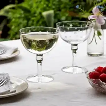 Etched star coupe glasses (set of 2) - Clear