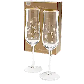 Etched star champagne glasses (set of 2) - Clear