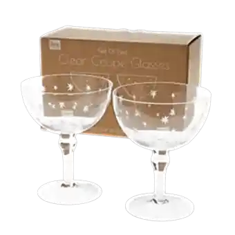 Etched star coupe glasses (set of 2) - Clear