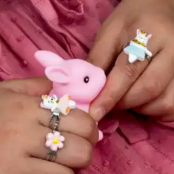 Cute rings (set of 3) - Bunny, cat and flower