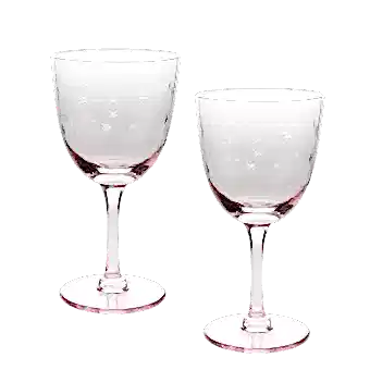 Etched star wine glasses (set of 2) - Pink