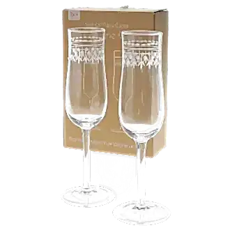 Vintage etched champagne glasses 200ml (set of 2) - Clear