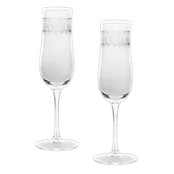 Vintage etched champagne glasses (set of 2) - Clear