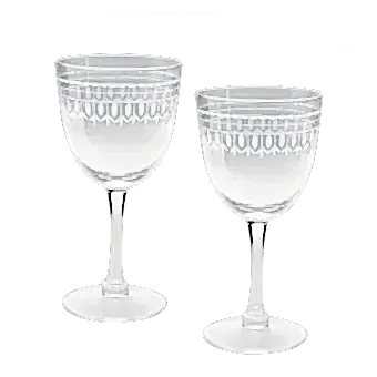 Vintage etched wine glasses (set of 2) - Clear