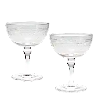 Vintage etched coupe glasses (set of 2) - Clear