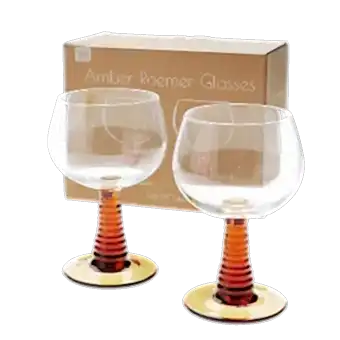 Retro roemer glasses 350ml (set of 2) - Amber