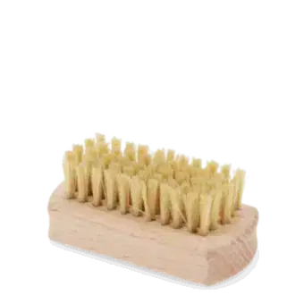 Wooden nail brush with light bristles and rounded rectangular handle