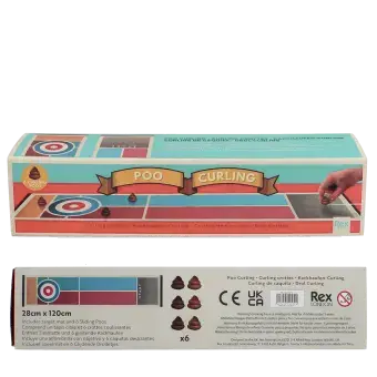 poo curling game box showing safety warning