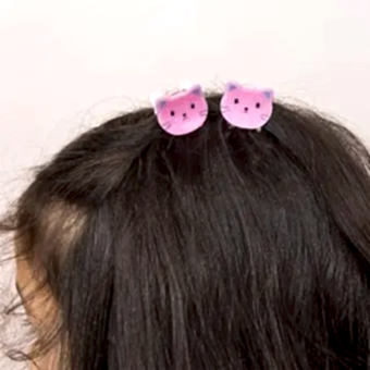 Mini hair claw clips (set of 2) - Pink cats