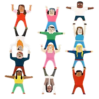 stacked 12 wooden characters