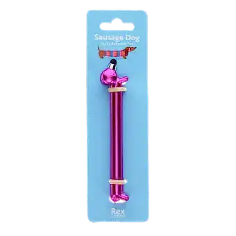 sausage dog stylus ballpoint pen in pink with packaging
