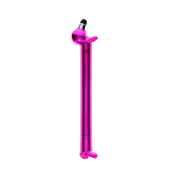 sausage dog shaped stylus ballpoint pen in pink with cap on
