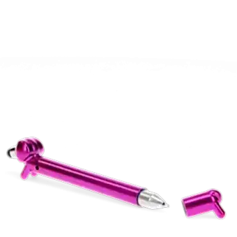 sausage dog stylus ballpoint pen in pink with cap off