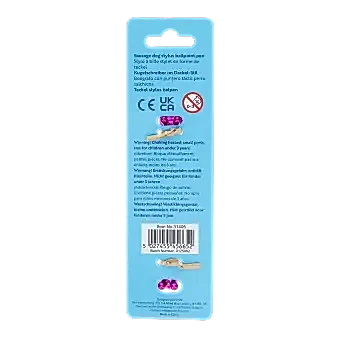 back of sausage dog stylus ballpoint pen packaging with safety warning