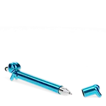 sausage dog stylus ballpoint pen in blue with cap off