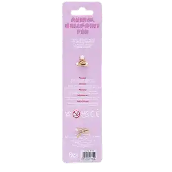 Retractable ballpoint pen packaging showing safety warnings in multilingual