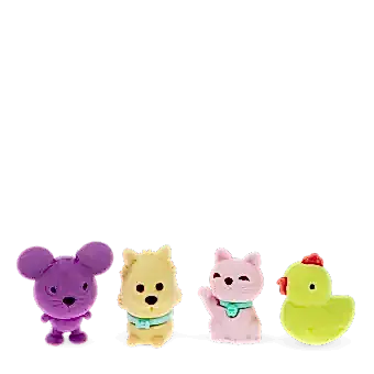 set of 4 colourful different animal erasers