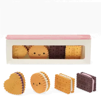 biscuit-shaped erasers with the box 