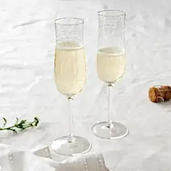 Vintage etched champagne glasses 200ml (set of 2) - Clear