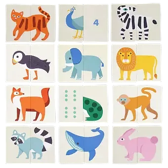 Colourful animal-themed Heads & Tails game cards