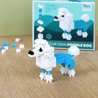 completed poodle model kit with packaging