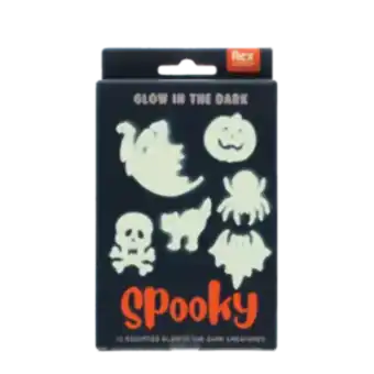 Package of glow-in-the-dark spooky in assorted shapes