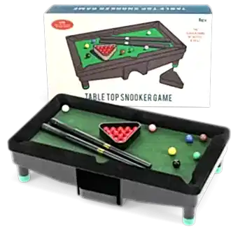 Table top snooker game and a packaging box at the background
